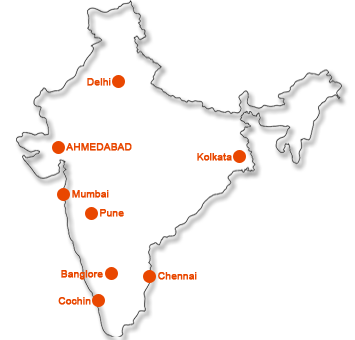 Map of Gatinova Associated Offices across India